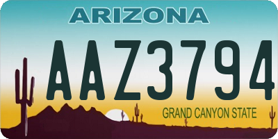 AZ license plate AAZ3794