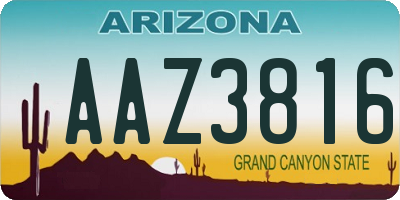 AZ license plate AAZ3816