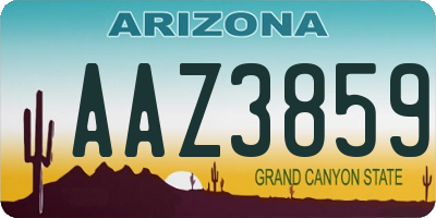 AZ license plate AAZ3859