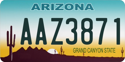 AZ license plate AAZ3871