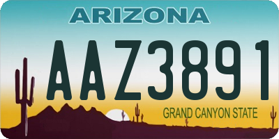 AZ license plate AAZ3891