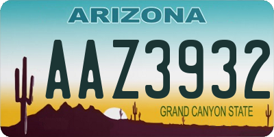 AZ license plate AAZ3932
