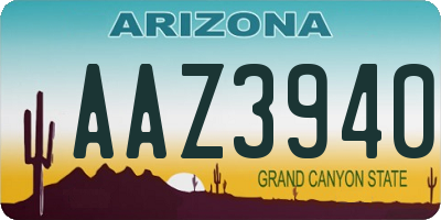 AZ license plate AAZ3940
