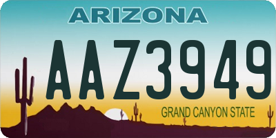 AZ license plate AAZ3949