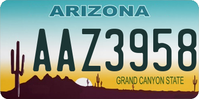 AZ license plate AAZ3958