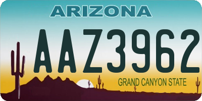AZ license plate AAZ3962