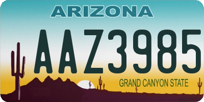 AZ license plate AAZ3985