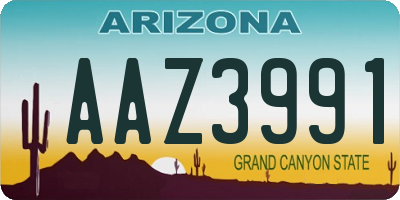 AZ license plate AAZ3991