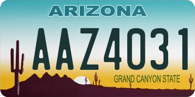 AZ license plate AAZ4031