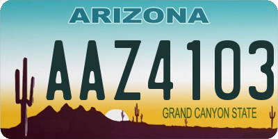 AZ license plate AAZ4103
