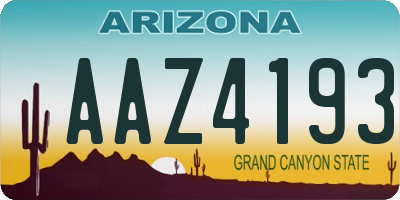 AZ license plate AAZ4193