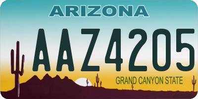 AZ license plate AAZ4205