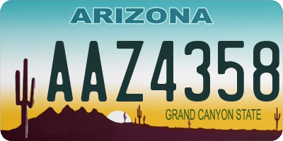 AZ license plate AAZ4358