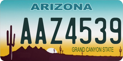 AZ license plate AAZ4539