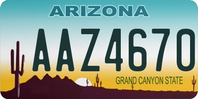 AZ license plate AAZ4670