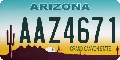 AZ license plate AAZ4671