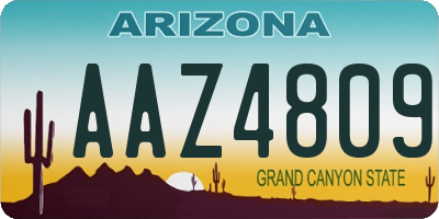 AZ license plate AAZ4809