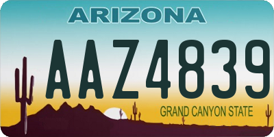 AZ license plate AAZ4839