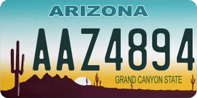 AZ license plate AAZ4894