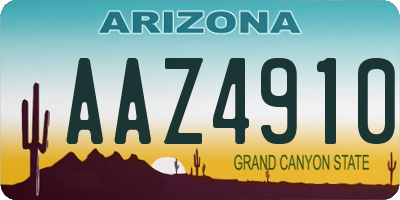 AZ license plate AAZ4910