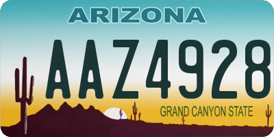 AZ license plate AAZ4928