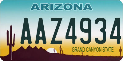 AZ license plate AAZ4934