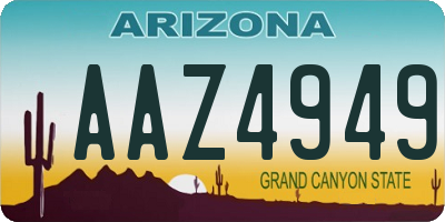 AZ license plate AAZ4949