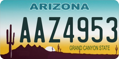 AZ license plate AAZ4953