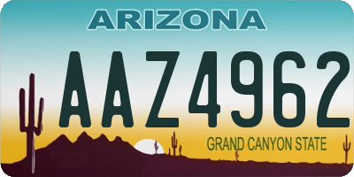 AZ license plate AAZ4962