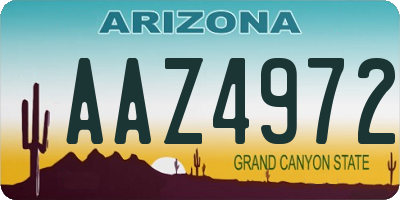 AZ license plate AAZ4972