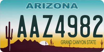 AZ license plate AAZ4982