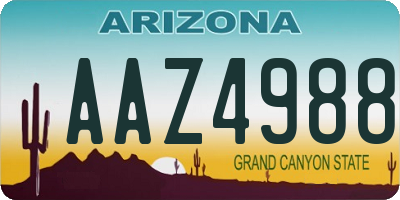 AZ license plate AAZ4988