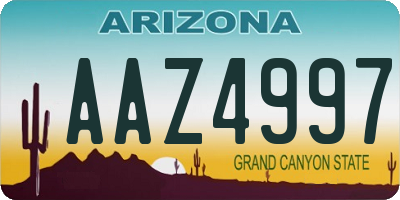 AZ license plate AAZ4997