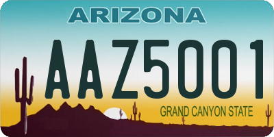 AZ license plate AAZ5001