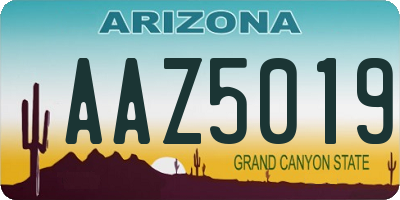 AZ license plate AAZ5019