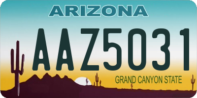 AZ license plate AAZ5031