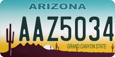 AZ license plate AAZ5034