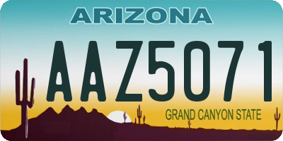 AZ license plate AAZ5071