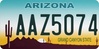 AZ license plate AAZ5074