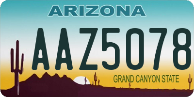 AZ license plate AAZ5078