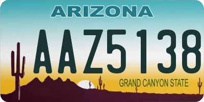 AZ license plate AAZ5138