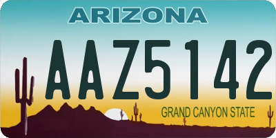 AZ license plate AAZ5142