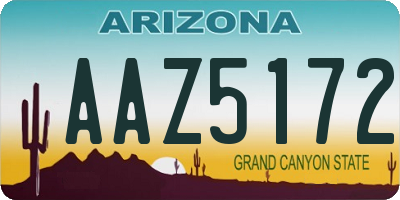 AZ license plate AAZ5172