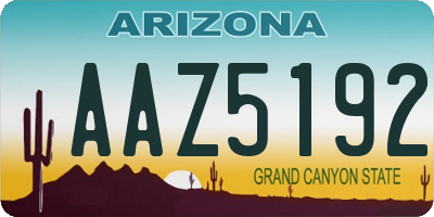 AZ license plate AAZ5192