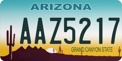 AZ license plate AAZ5217