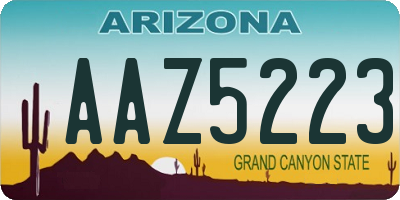 AZ license plate AAZ5223