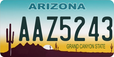 AZ license plate AAZ5243