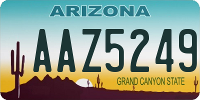 AZ license plate AAZ5249