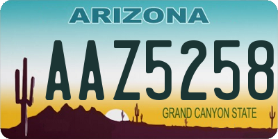 AZ license plate AAZ5258