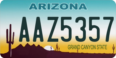 AZ license plate AAZ5357